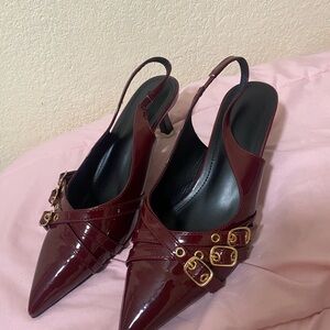 Elegant Burgundy Slingback Heels